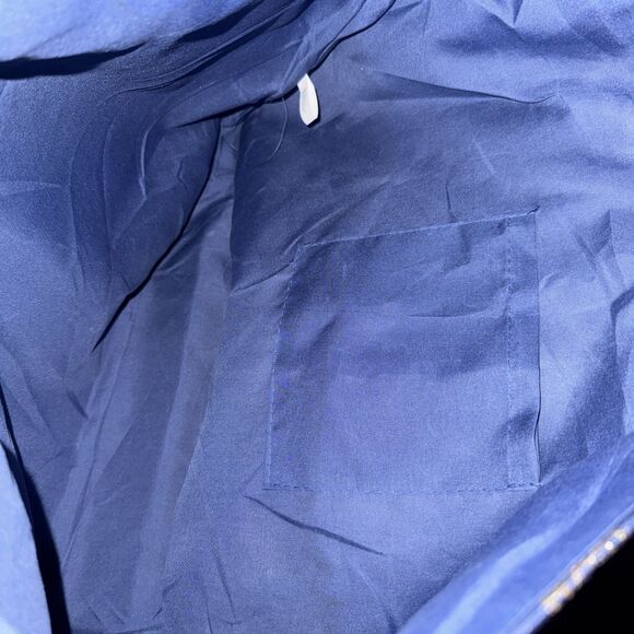 Pineapple Tote Bag Rope String Snap Closure Navy Gold Zipper Accessory Bag NWT - Picture 5 of 6